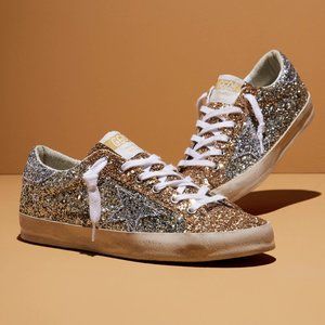Golden Goose Superstar Bicolor Glitter Low Top Sneakers